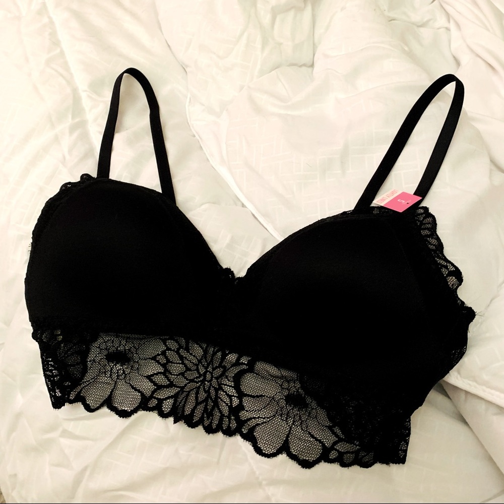 PINK V.S. SZ.S BLACK NO UNDERWIRES CAMI BRA NWT💃